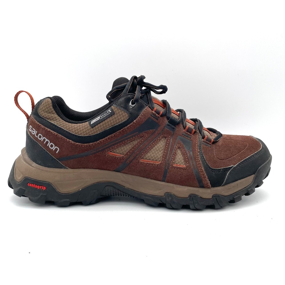Salomon Hiking Shoes Men 10 Brown Excellent Climashield Waterproof 378370